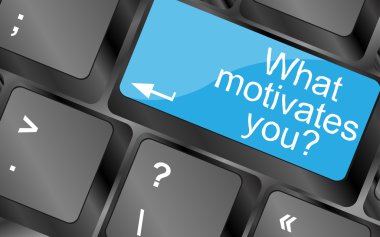 what motivates me. Computer keyboard keys with quote button. Inspirational motivational quote. Simple trendy design