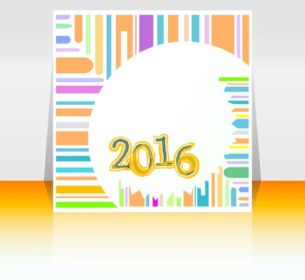 Abstrakte Neujahrskarte 2016. Bunte Urlaubs-Grußkarte. Kreatives flaches Design, Konzept für Banner, Plakate, Flyer, Nachtparty — Stockfoto