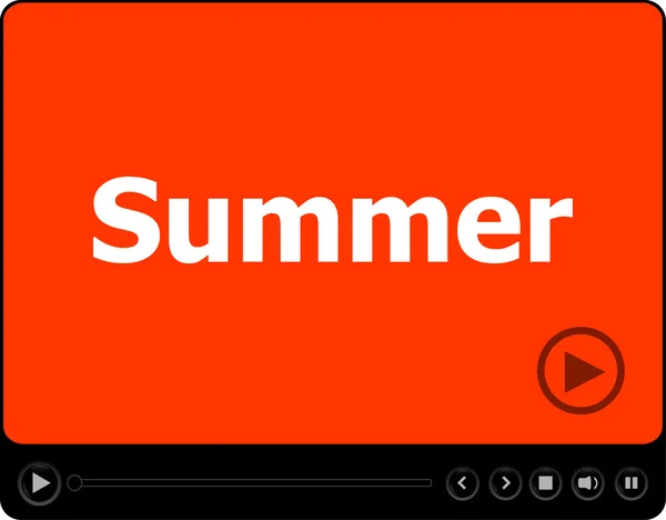 Video player voor het web met woord zomer, vakantie of technologie kaart — Stockfoto