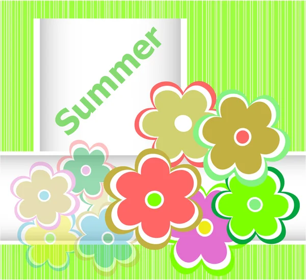 Summer theme with floral over bright multicolored background, summer flowers, holiday card — Stock Photo, Image