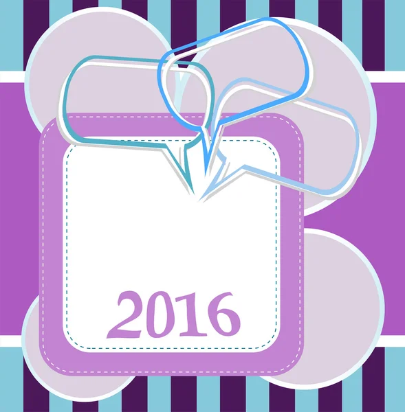 2016 design de cartão de ano novo com conjunto de bolhas de discurso abstrato — Fotografia de Stock