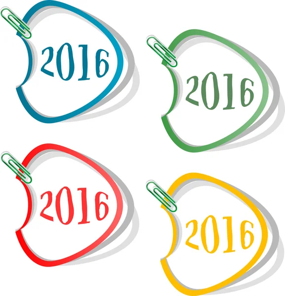 Feliz ano novo 2016 criativo cartão design, ano 2016 adesivos conjunto elemento de design isolado no branco — Fotografia de Stock