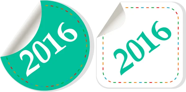 Happy new year 2016 icon with shadow on a grey button — Zdjęcie stockowe