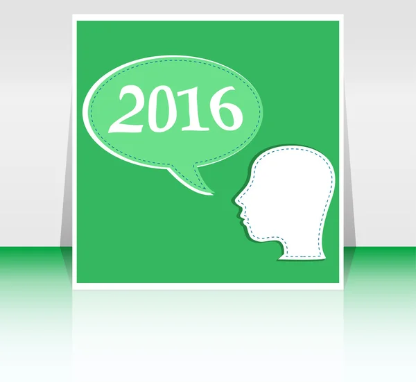 Business woman head with speech bubble,  2016 new year card — Stock fotografie