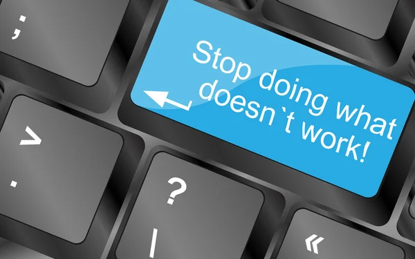 Stop doing what doesnt work. Computer keyboard keys with quote button. Inspirational motivational quote. Simple trendy design — ストック写真