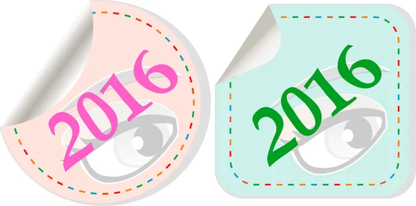 Feliz año nuevo 2016 icono con sombra en un botón gris —  Fotos de Stock