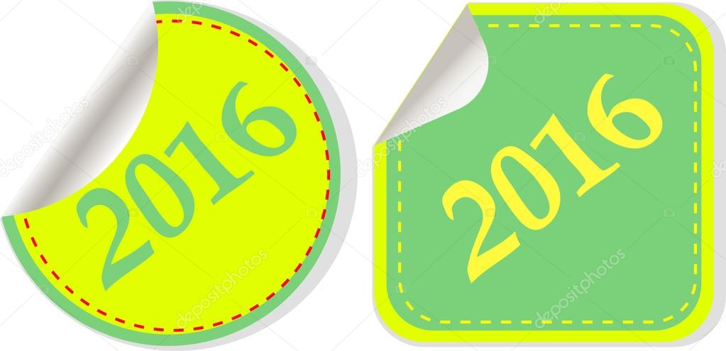 Happy new year 2016 - web icon on a round button