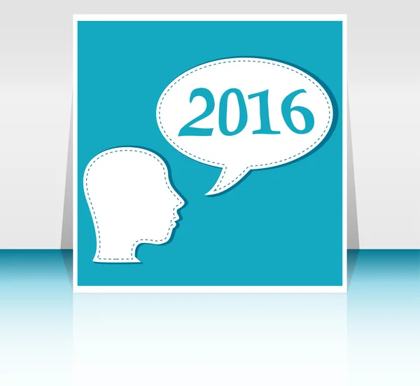 Cabeça de mulher de negócios com bolha de discurso, 2016 cartão de ano novo — Fotografia de Stock