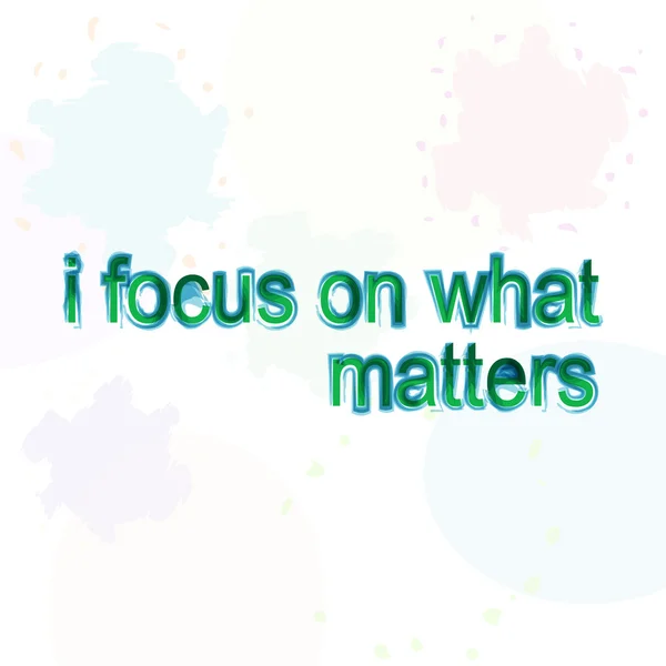 I focus on what matters. motivational quote. Trendy design. Positive quote handwritten with watercolor brush calligraphy. — Stock fotografie