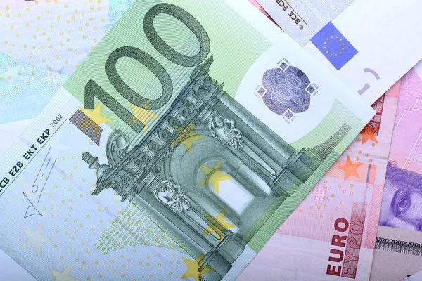 Europese bankbiljetten, Euro-munt uit Europa, Euro 's. — Stockfoto