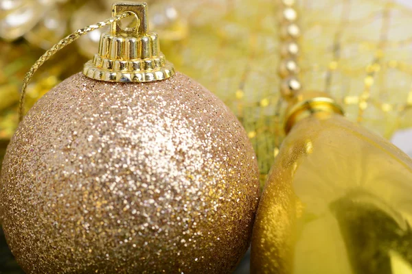 Ball shape Christmas decoration and real tree branch — Stock Photo, Image