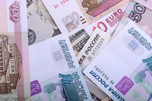 Euro, dollar, Russische roebel - geld van de wereld — Stockfoto