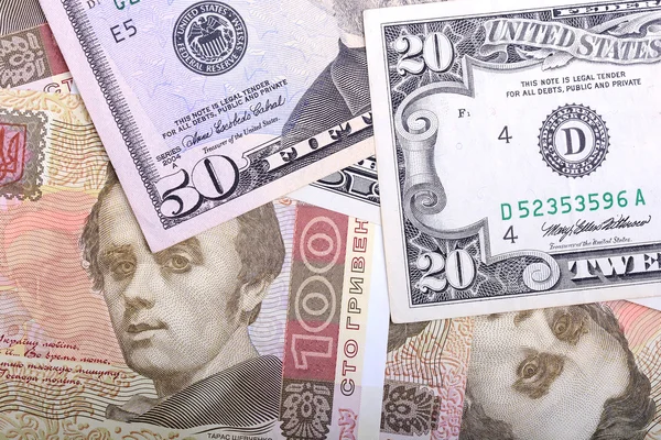 Ukrainska hryvnian och de amerikanska dollarna — Stockfoto