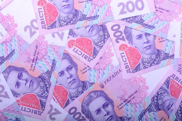 Dinheiro europeu, hryvnia ucraniana de perto — Fotografia de Stock