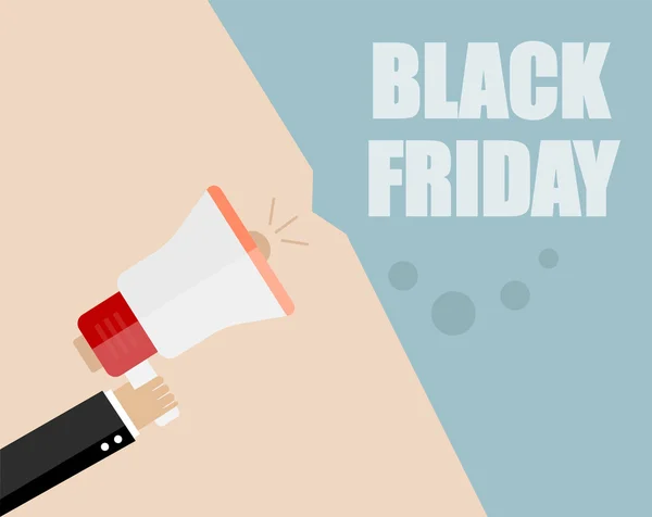 Black friday. Businessman hand holding a megaphone, News and speech bubble, vector — Stock vektor