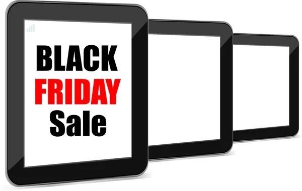 Black Friday Sale. Pad Tablet PC preto. Ilustração vetorial . — Vetor de Stock