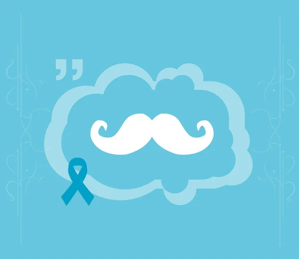 Blue mustache and blue prostate cancer awareness on abstract background. Vector illustration — Stock Vector