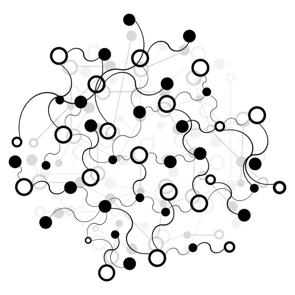 Abstrakter Hintergrund. schwarze Verbindungspunkte auf Weiß. Vektorillustration — Stockvektor