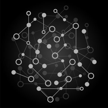 Abstract background with DNA strand, atom, molecule structure. genetic and chemical compounds. Vector Illustration