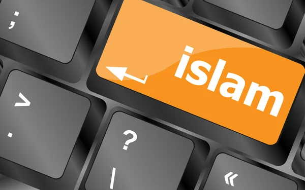 Islam word on computer key on enter button, vector illustration — Stock Vector