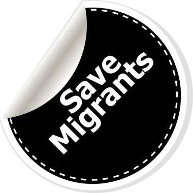 Göçmen kaydedin. vektör çizim gerçekçi etiketleri veya notlar. Siyah ve beyaz stili.