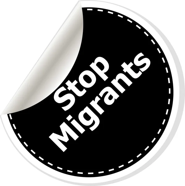 Stoppen met migranten. vectorillustratie van realistische stickers of notities. Zwart en wit stijl. — Stockvector