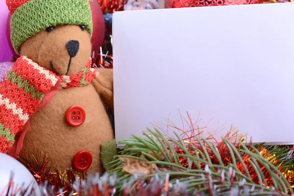 Oyuncak ayı ile Alman Noel kartı. Neşeli Noel ve a mutlu yeni yıl — Stok fotoğraf