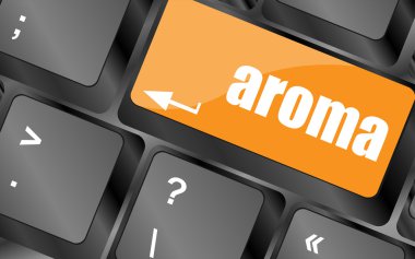 Button with aroma on Computer Keyboard key, vector illustration