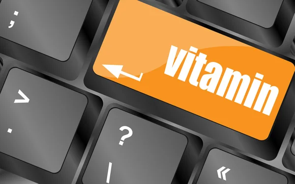 Mot de vitamine sur le clavier de l'ordinateur pc touche, illustration vectorielle — Image vectorielle