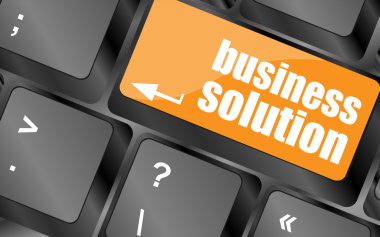 Computer keyboard with business solution key. business concept, vector illustration