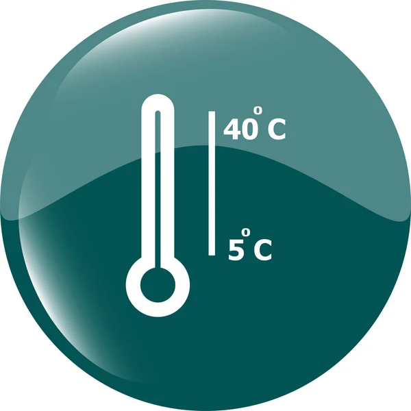 白いベクトル図に分離された温度計のアイコン web ボタン — ストックベクタ