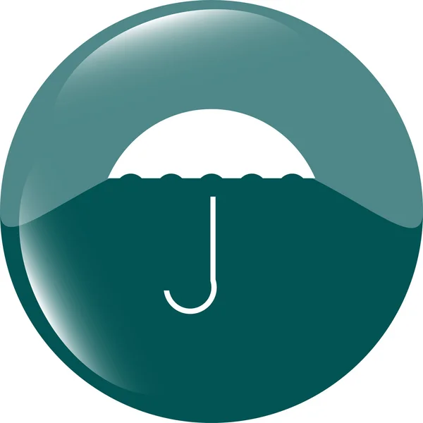 Ícone de sinal guarda-chuva. Símbolo de proteção contra chuva. Botão Web brilhante. Ilustração moderna do vetor do botão do site da IU —  Vetores de Stock