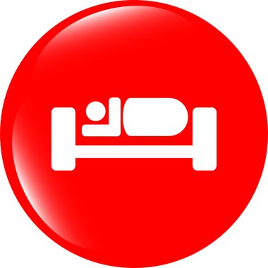 kişi yatakta, üzerinde beyaz izole web simge vektör silüeti