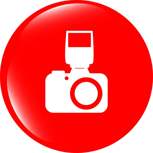Vector photo camera web icon, button isolated on white — Stock Vector