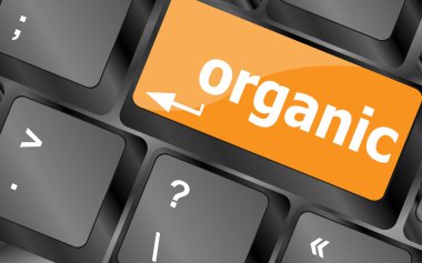 organic word on green keyboard button, vector illustration