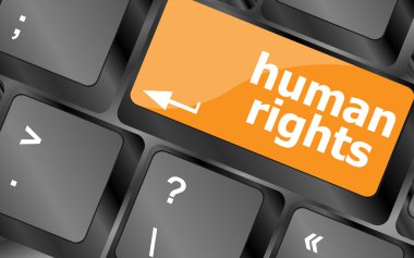arrow button with human rights word, vector illustration