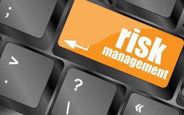Keyboard with risk management button, internet concept, vector illustration
