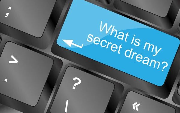 What is my secret dream. Computer keyboard keys with quote button. Inspirational motivational quote. Simple trendy design. Vector illustration — Stock Vector