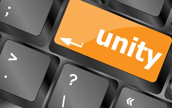 Unity word on computer keyboard pc key, vector illustration — Stok Vektör