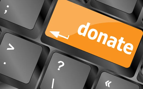 Donate button on computer keyboard pc key, vector illustration — 图库矢量图片