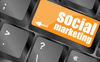 social marketing or internet marketing concepts, with message on enter key of keyboard, vector illustration