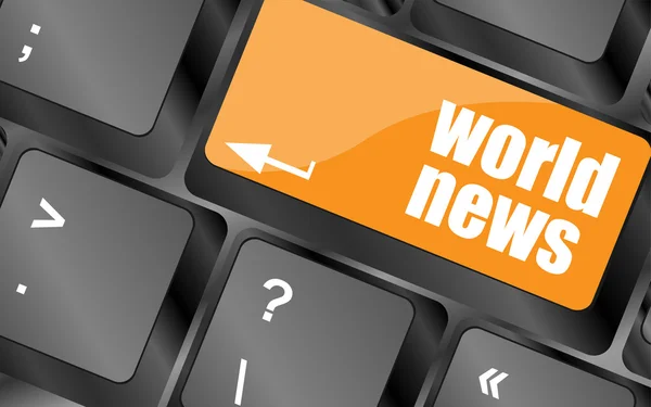 Words world news on computer keyboard key, vector illustration — Stok Vektör