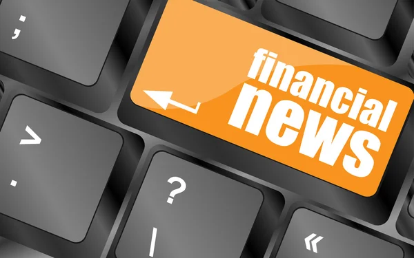 Financial news button on computer keyboard, vector illustration — 图库矢量图片