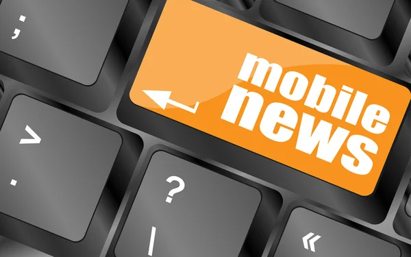 Mobile news word on black keyboard and green button, vector illustration — Διανυσματικό Αρχείο