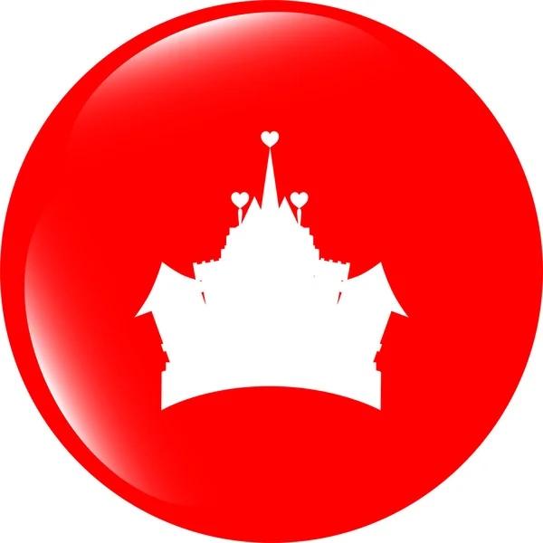 Vector Medieval royal castle - web icon button isolated — Stock Vector