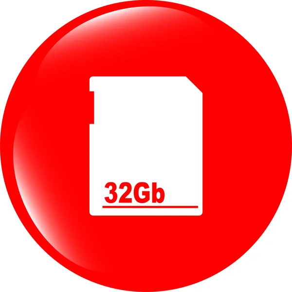 Vector flash tarjeta de memoria botón web (icono) aislado en blanco — Vector de stock