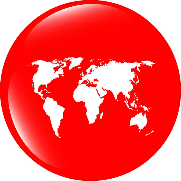 Vektor-Globus-Symbol, Erdweltkarte auf Web-Taste — Stockvektor