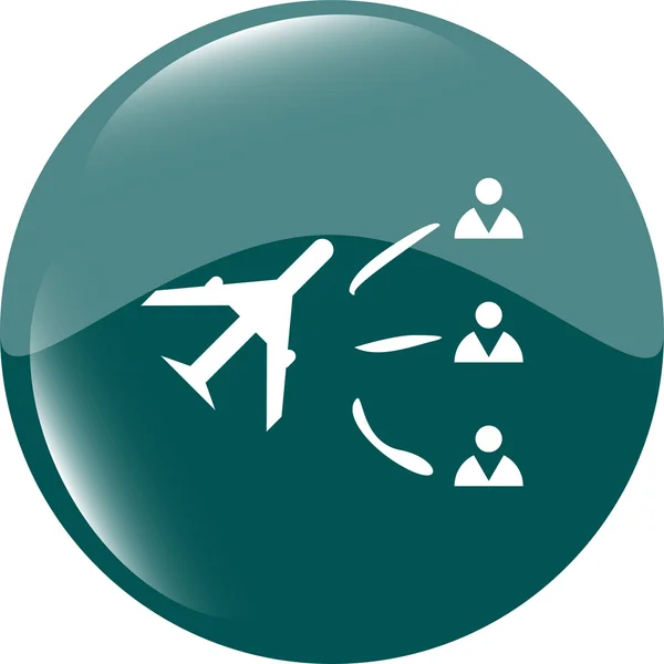 Airplane and people sign. plane symbol. travel icon. social button vector illustration — Stock Vector