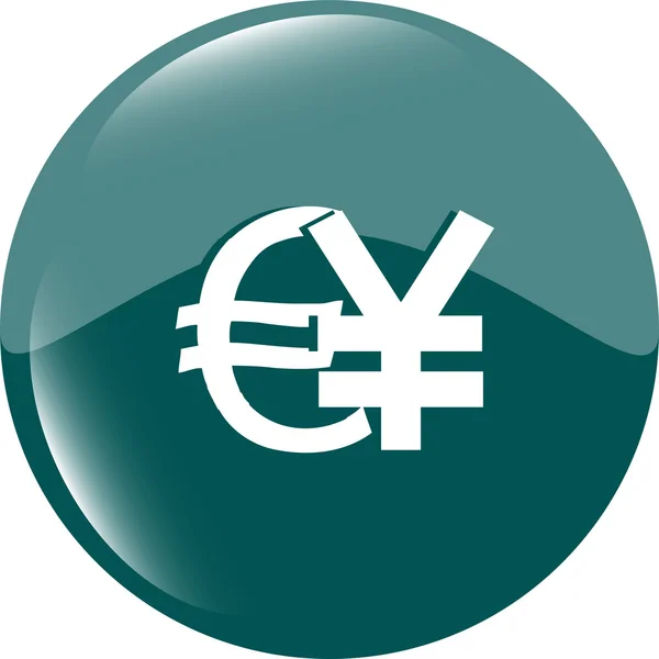 Euro ve yen para işareti düğmesi web simge vektör çizim — Stok Vektör