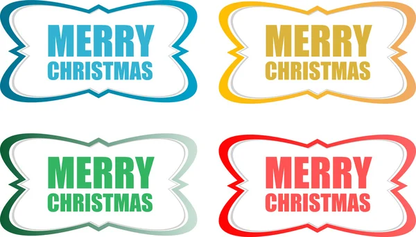 Vector Merry Christmas stickers set isolated on white — Stock Vector